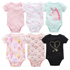 6-Piece Baby Jumpsuit Short Sleeve Newborn Clothing Set