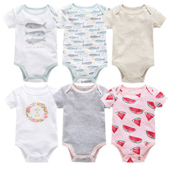 6-Piece Baby Jumpsuit Short Sleeve Newborn Clothing Set