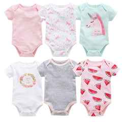 6-Piece Baby Jumpsuit Short Sleeve Newborn Clothing Set