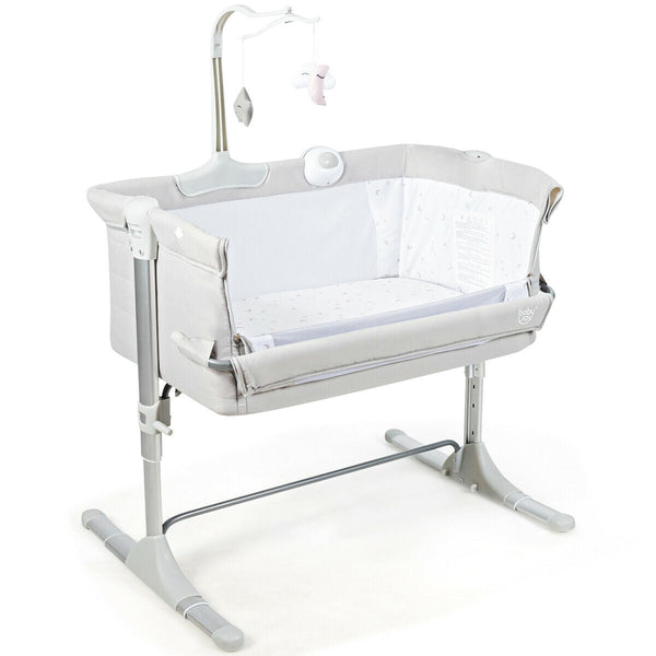 Height Adjustable Baby Side Crib Music Box Toys