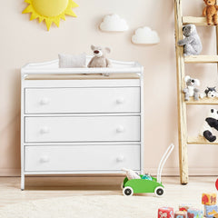 White Baby Changing Table Three Drawers Safety Belt