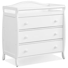 White Baby Changing Table Three Drawers Safety Belt