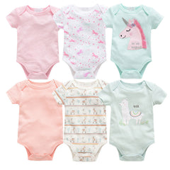 6-Piece Baby Jumpsuit Short Sleeve Newborn Clothing Set