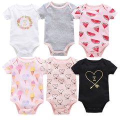 6-Piece Baby Jumpsuit Short Sleeve Newborn Clothing Set