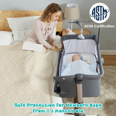 Height Adjustable Baby Side Crib Music Box Toys