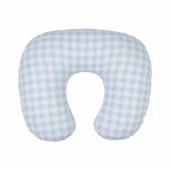 Light Blue Checkered Ruffle Baby Nursing Pillow Cover