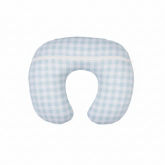 Light Blue Checkered Ruffle Baby Nursing Pillow Cover