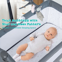 Height Adjustable Baby Side Crib Music Box Toys