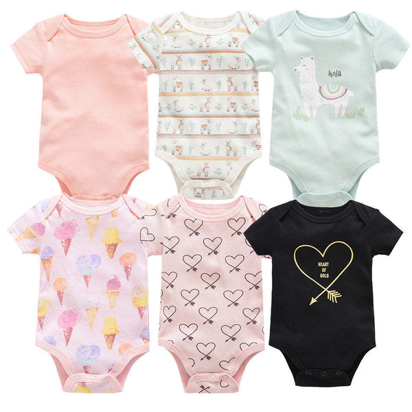 6-Piece Baby Jumpsuit Short Sleeve Newborn Clothing Set