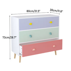 Three Drawer Storage Cabinet With Anti Tip Safety