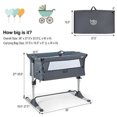 Height Adjustable Baby Side Crib Music Box Toys