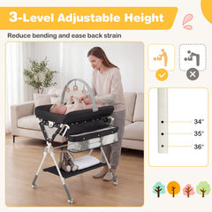 Foldable Baby Diaper Changing Table Storage Shelf Station