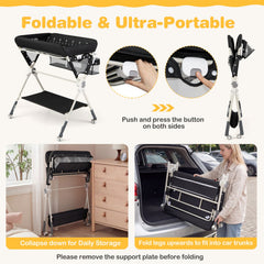 Foldable Baby Diaper Changing Table Storage Shelf Station