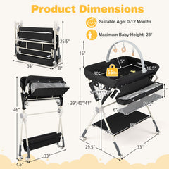 Foldable Baby Diaper Changing Table Storage Shelf Station
