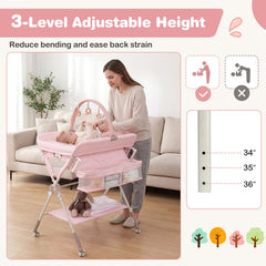 Foldable Baby Diaper Changing Table Storage Shelf Station