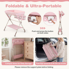 Foldable Baby Diaper Changing Table Storage Shelf Station