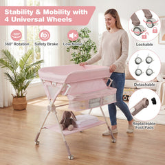 Foldable Baby Diaper Changing Table Storage Shelf Station