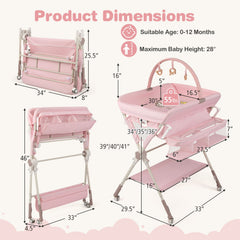 Foldable Baby Diaper Changing Table Storage Shelf Station