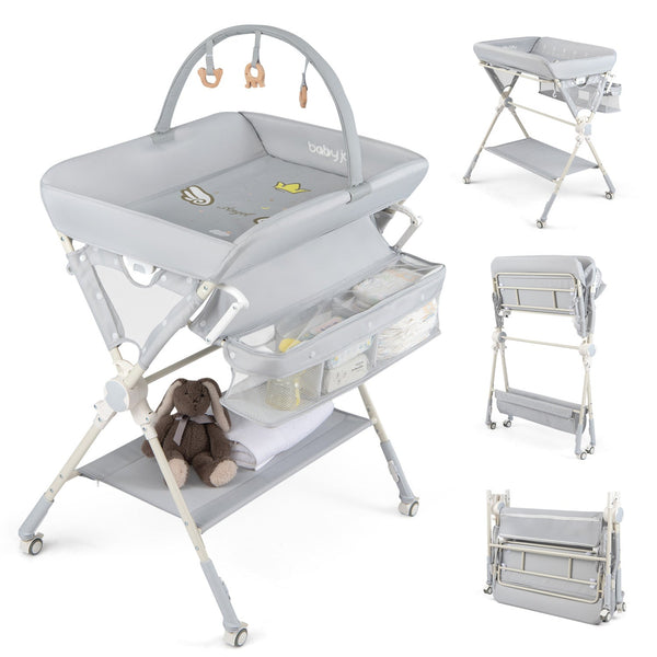 Foldable Baby Diaper Changing Table Storage Shelf Station