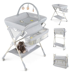 Foldable Baby Diaper Changing Table Storage Shelf Station