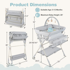 Foldable Baby Diaper Changing Table Storage Shelf Station