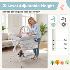 Foldable Baby Diaper Changing Table Storage Shelf Station