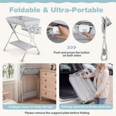 Foldable Baby Diaper Changing Table Storage Shelf Station