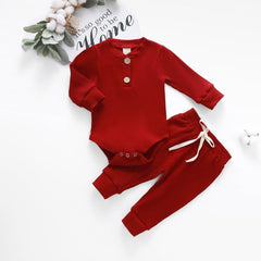 Newborn Baby Ribbed Long Sleeve Bodysuit Pants Set