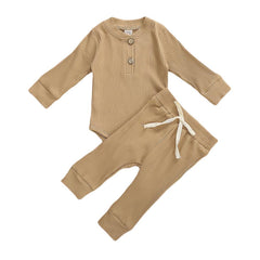 Newborn Baby Ribbed Long Sleeve Bodysuit Pants Set
