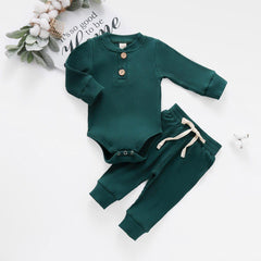 Newborn Baby Ribbed Long Sleeve Bodysuit Pants Set