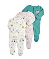 3-Piece Newborn Baby Floral Long Sleeve Romper Set