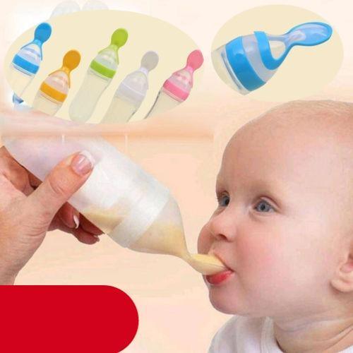 Silicone Baby Food Feeder Spoon Rice Cereal Bottle