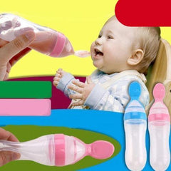Silicone Baby Food Feeder Spoon Rice Cereal Bottle