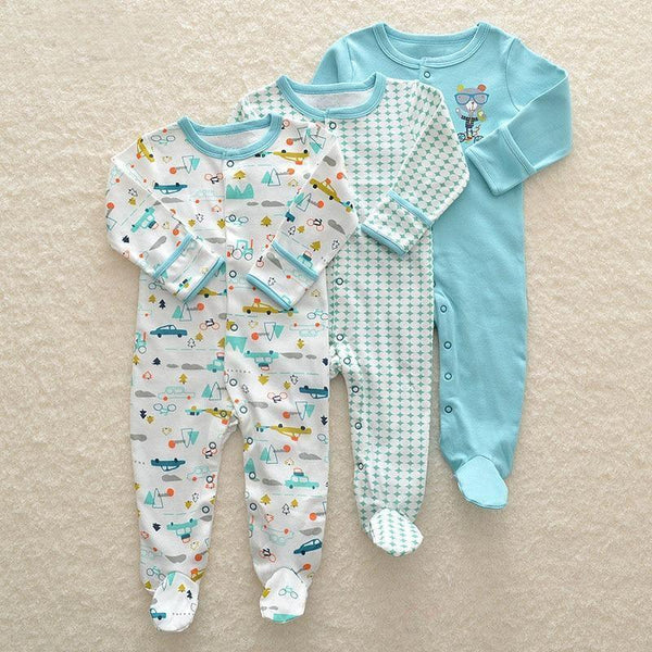 3-Piece Newborn Baby Floral Long Sleeve Romper Set