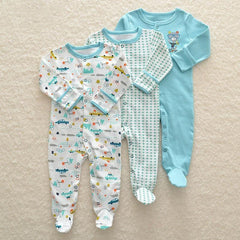 3-Piece Newborn Baby Floral Long Sleeve Romper Set
