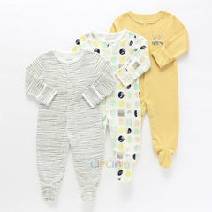 3-Piece Newborn Baby Floral Long Sleeve Romper Set