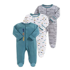 3-Piece Newborn Baby Floral Long Sleeve Romper Set