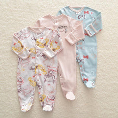 3-Piece Newborn Baby Floral Long Sleeve Romper Set