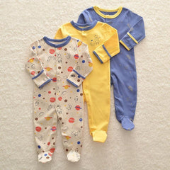 3-Piece Newborn Baby Floral Long Sleeve Romper Set
