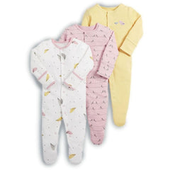 3-Piece Newborn Baby Floral Long Sleeve Romper Set