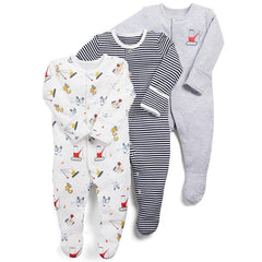 3-Piece Newborn Baby Floral Long Sleeve Romper Set