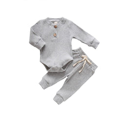Newborn Baby Ribbed Long Sleeve Bodysuit Pants Set