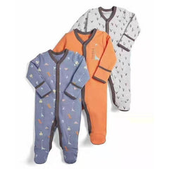 3-Piece Newborn Baby Floral Long Sleeve Romper Set