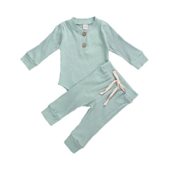 Newborn Baby Ribbed Long Sleeve Bodysuit Pants Set