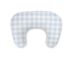 Light Blue Checkered Ruffle Baby Nursing Pillow Cover