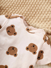 4-Piece Newborn Baby Boy Bear Romper Outfit Set