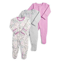 3-Piece Newborn Baby Floral Long Sleeve Romper Set
