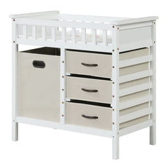 Wooden Baby Changing Table Three Fabric Storage Drawers