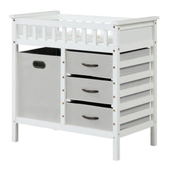 Wooden Baby Changing Table Three Fabric Storage Drawers