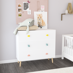 Kids Three Drawer Dresser Baby Bedroom Nightstand Storage